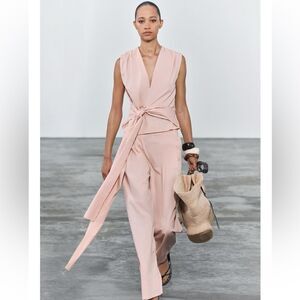 Zara wide leg poplin pants ZW collection